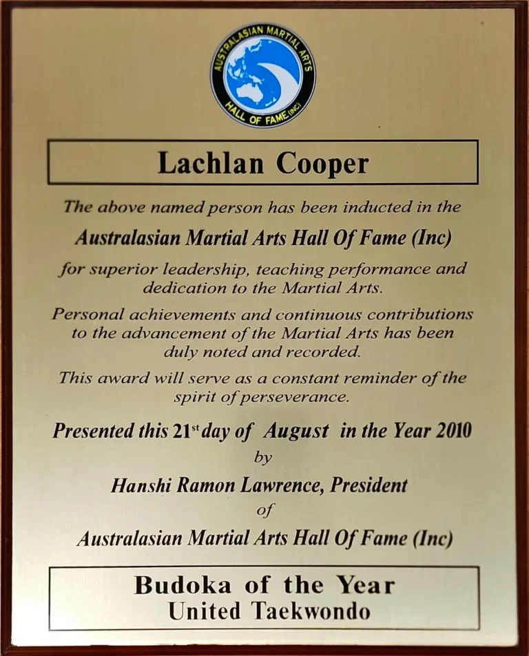 Budoka of the Year 2010 certificate