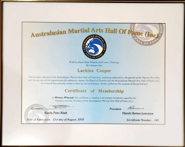 AMAHOF Lifetime Achievement Award certificate